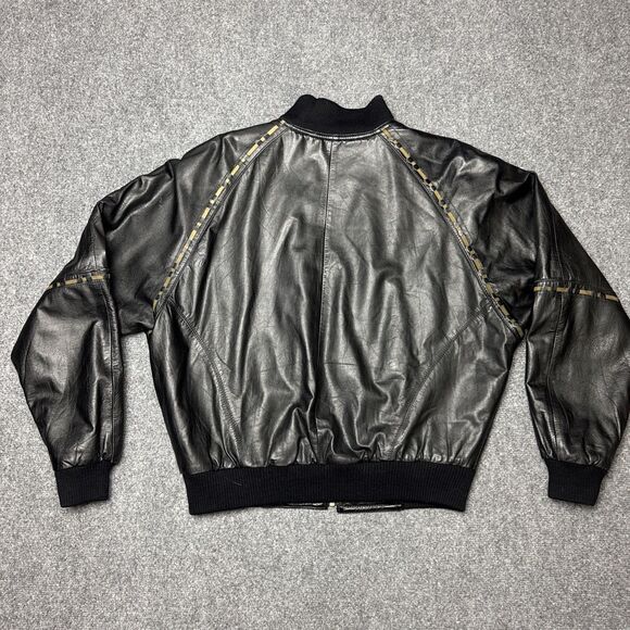 Vintage Z Cavaricci Black Leather Bomber Jacket Women’s Size Medium - Picture 2 of 11